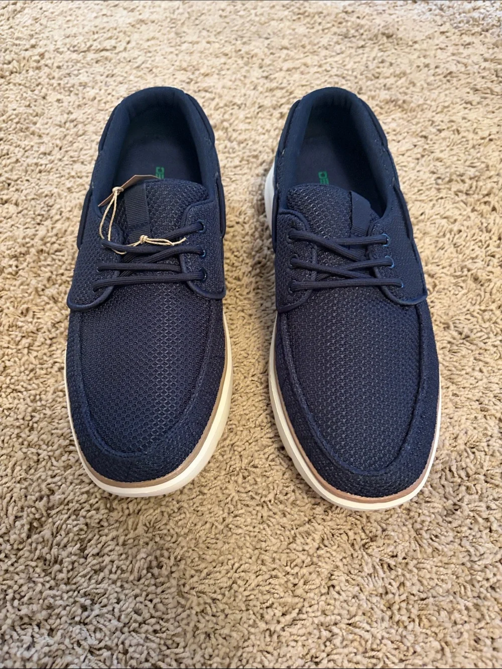Men's Navy Casual Knit Deck Shoes- Delo Go Green size 9.5